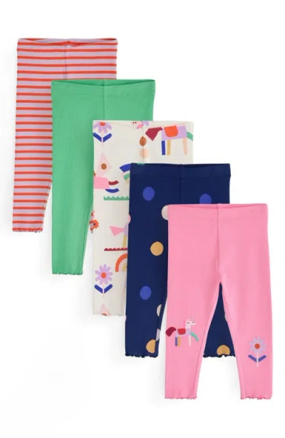 Next Kids' Rib 5-pack Print Leggings In Multi