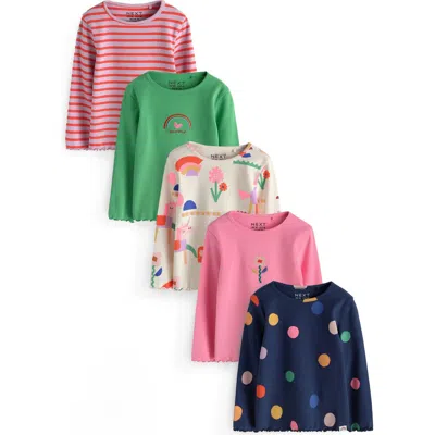 Next Kids' Rib Assorted 5-pack Long Sleeve Top In Multi