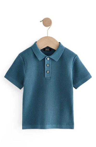 Next Babies'  Kids' Rib Cotton Polo Sweater In Blue