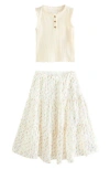 Next Kids' Rib Knit Tank & Floral Maxi Skirt Set In Neutral