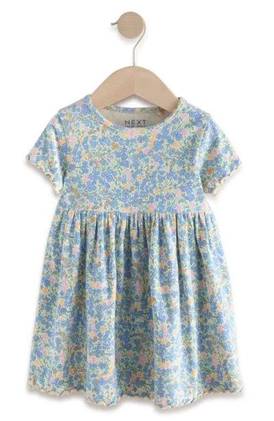 Next Babies'  Kids' Rib T-shirt Dress In Neutral/blue