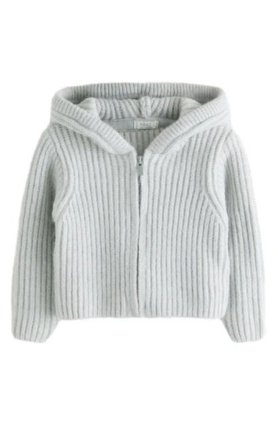 Next Kids' Rib Zip-up Sweater Hoodie In Grey