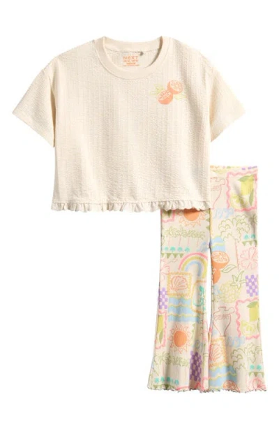 Next Babies'  Kids' Ribbed T-shirt & Leggings Set In Neutral