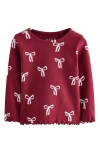 Next Kids' Ribbon Print Cotton Rib T-shirt In Red
