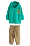 Next Kids' Roar Hoodie & Cargo Joggers Set In Green