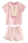Next Kids' Ruffle Bunny Top & Shorts Set In Pink