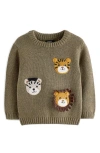 Next Kids' Safari Appliqué Cotton Graphic Sweater In Green