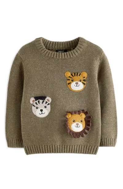 Next Kids' Safari Appliqué Cotton Graphic Sweater In Green
