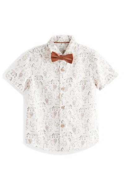 Next Kids' Safari Button-up Shirt & Bow Tie Set In Neutral