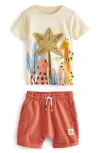 Next Kids' Safari Cotton T-shirt & Shorts Set In Natural