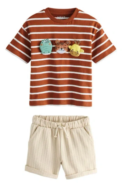 Next Babies'  Kids' Safari Graphic T-shirt & Shorts Set In Brown