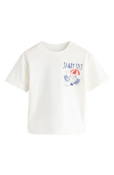 Next Babies'  Kids' Sandy Toes Graphic T-shirt In White