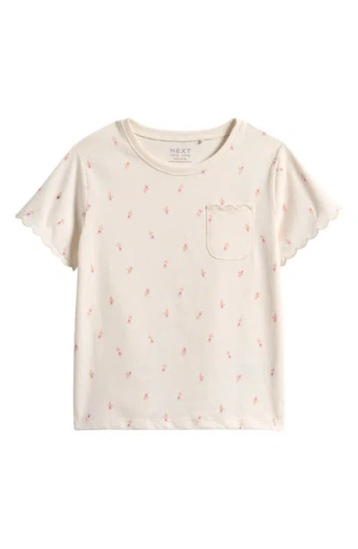Next Kids' Scallop Cotton Pocket T-shirt In Nude
