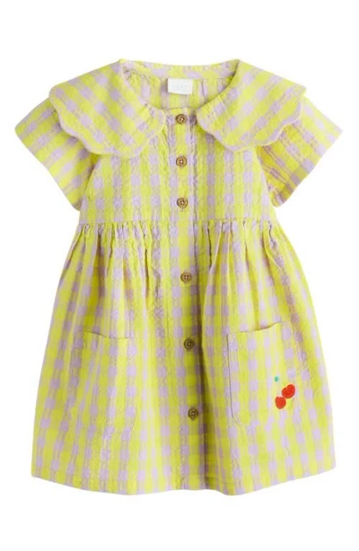 Next Babies'  Kids' Scalloped Collar Gingham Seersucker Dress In Yellow