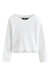 Next Kids' Scalloped Hem T-shirt In White