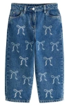 Next Kids' Sequin Bow Barrel Jeans In Blue