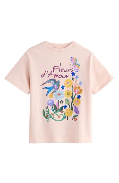 Next Kids' Sequin Floral T-shirt In Brown