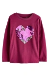 Next Kids' Sequin Heart T-shirt In Burgundy