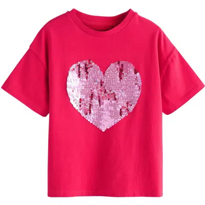 Next Kids' Sequin Heart T-shirt In Red