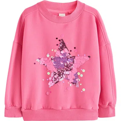 Next Kids' Sequin Star Sweatshirt In Pink
