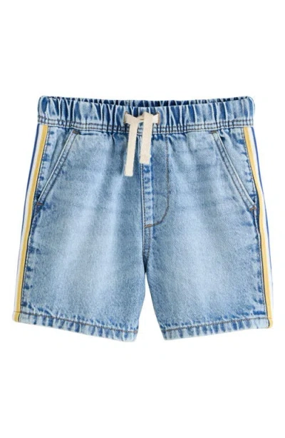 Next Kids' Side Stripe Denim Shorts In Blue