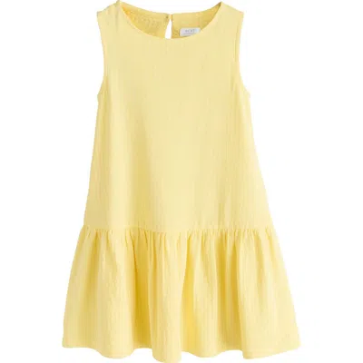 Next Kids' Sleeveless Cotton Jersey Drop Waist Sundress In Yellow