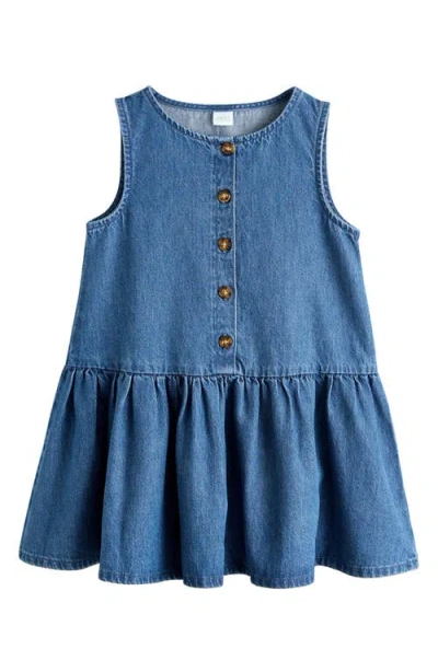 Next Kids' Sleeveless Denim Dress In Blue