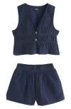 Next Kids' Sleeveless Top, Vest & Shorts Set In Blue