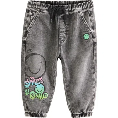 Next Kids' Smiley Graffiti Print Pull-on Jeans In Black