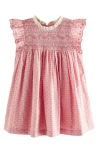 Next Kids' Smocked Bodice Floral Cotton Dress In Pink