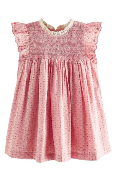 Next Kids' Smocked Bodice Floral Cotton Dress In Pink