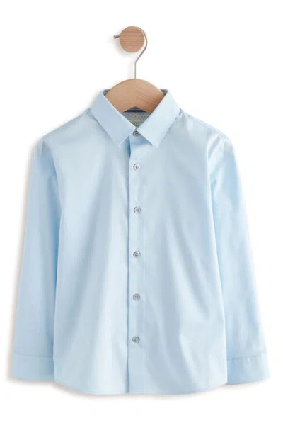 Next Kids' Solid Button-up Shirt In Blue