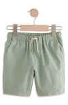 Next Kids' Solid Green Knit Cotton Drawstring Shorts In Green