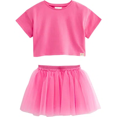 Next Kids' Solid T-shirt & Tutu Skirt Set In Pink