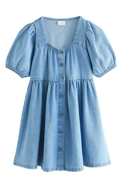Next Kids' Square Neck Denim Dress In Blue