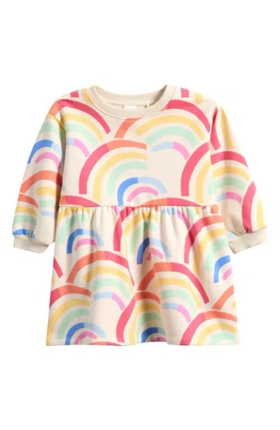 Next Babies'  Kids' Squiggle Print Long Sleeve Cotton Blend Dress In Multi