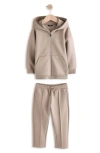Next Kids' Stone Zip Hoodie & Drawstring Pants Set In Grey