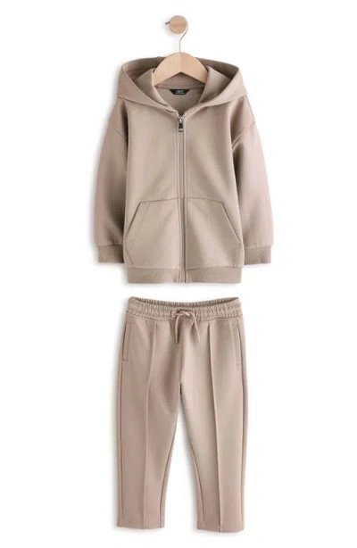 Next Kids' Stone Zip Hoodie & Drawstring Pants Set In Grey