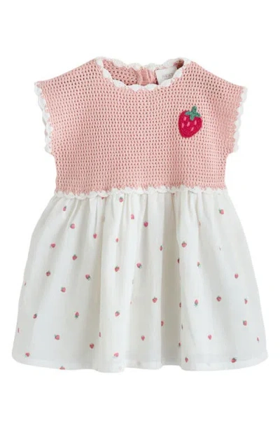 Next Babies'  Kids' Strawberry Crochet Mixed Media Dress In Multi