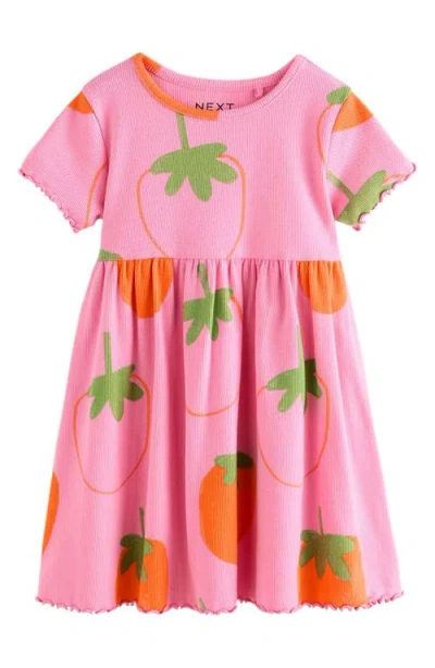 Next Babies'  Kids' Strawberry Rib Jersey Dress In Pink
