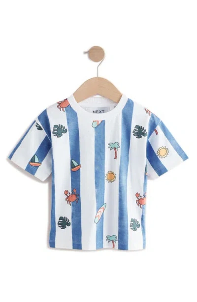 Next Kids' Stripe Beach Print Cotton T-shirt