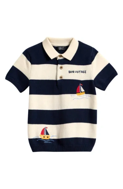 Next Babies'  Kids' Stripe Boat Print Cotton Polo In Multi