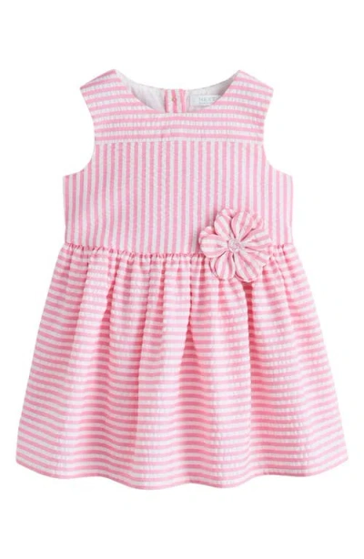 Next Kids' Stripe Cotton Blend Seersucker Dress In Multi