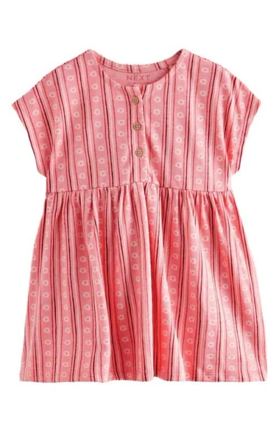 Next Babies'  Kids' Stripe Cotton Jersey Dress In Pink