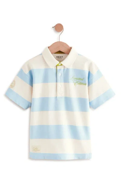 Next Kids' Stripe Cotton Piqué Polo In Blue