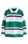 Next Kids' Stripe Cotton Rugby Shirt In Green