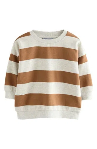 Next Kids' Stripe Cotton Sweatshirt In Brown