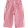Next Kids' Stripe Cotton Twill Pull-on Pants In Red