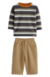Next Kids' Stripe Crewneck Shirt & Sweatpants Set In Multi