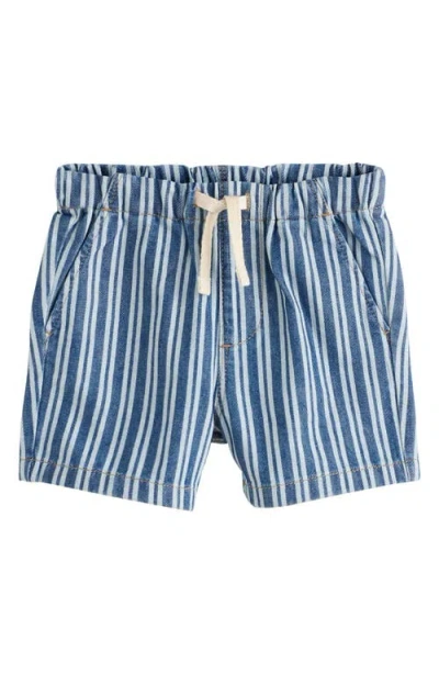 Next Babies'  Kids' Stripe Drawstring Denim Shorts In Blue